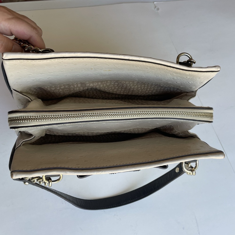 Kate Spade New York Darcy Road Trip Cream‎ Shoulder Satchel Bag Ostrich Embossed - Picture 16 of 16